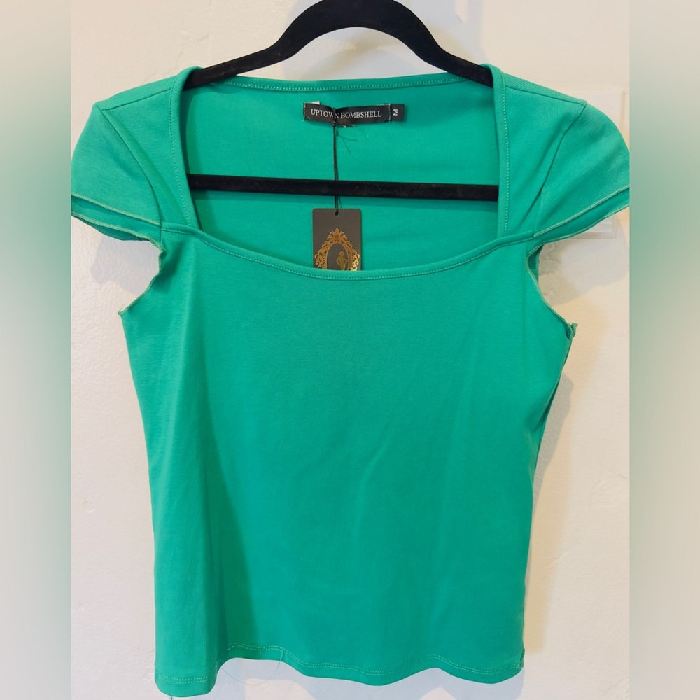 Green Women's Top M nwt
